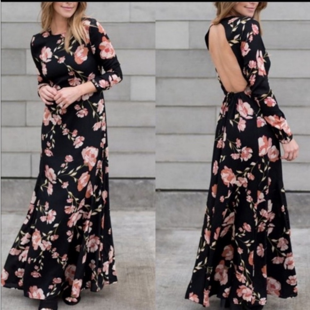 Love Like Summer x Billabong Black Floral Long Sleeve Maxi Dress Small - Picture 1 of 8